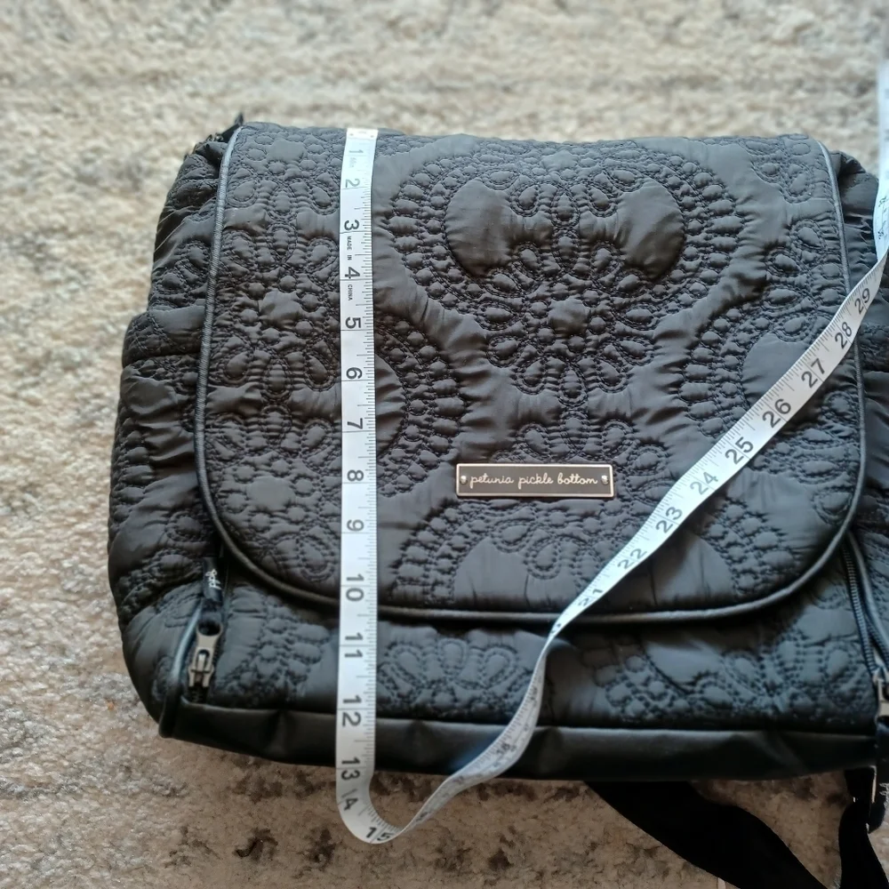 Petunia Pickle Bottom Embossed Black Diaper Bag